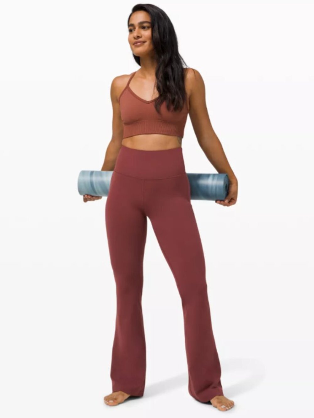 Lululemon Groove Super High-Rise Flare Nulu Pants Yoga Athleisure Rust Orange- 4